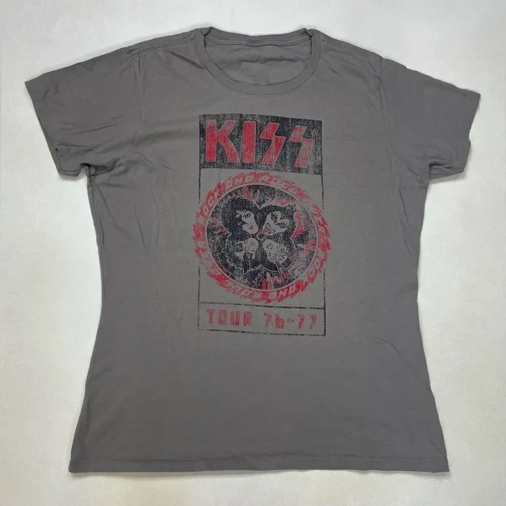 Kiss Rock And Roll Over Tour 76 77 Graphic T-shirt Women Medium Gray Music